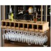 Ceiling Stylish Simplicity Wine Racks Modern Minimalist Wood Storage Home Goblet Racks Kitchen Cutlery Bottle Racks Floating Glass Racks (Bronze