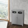 VERSANORA Teamson Home Bathroom Dawson Grey Wooden Free Standing Cabinet EHF-6841G, 33 x 66 x 86.4