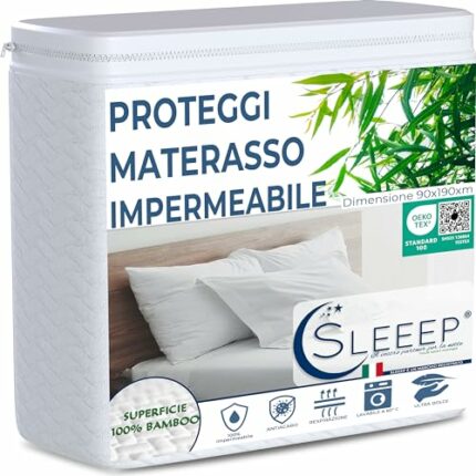 Sleeep Waterproof Mattress Protector, Mattress Protector, 90 x 190 cm, Bed Sheet, Hypoallergenic, Anti-Mite Ecological Bamboo Fiber, Ultra Soft N