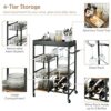 BHVXW Serving Cart Metal Frame Rolling 4-Tier Kitchen Bar Cart Rolling Wine Rack Removable Tray Basket