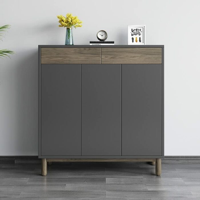TJLSS Nordic Wooden Simple Shoe Cabinets Thin Design Entrance Vertical Wooden Shoe Home Furniture