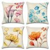 Artscope Set of 4 Waterproof Cushion Covers 45x45cm, Decorative Flamingo and Pink Flowers Pattern Throw Pillow Covers, Perfect to Outdoor Patio G