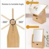 Bamboo Vanity Makeup Mirror with Storage, 1X/3X Magnification Double Sided 360 Drgree Swivel Mirror, Natural Bamboo Frame & Bracket, Table Desk C
