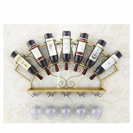 KXDCZ Bottle Wine Rack Freestanding Bottle Holder Countertop Storage Metal Brushed Gold Geometric Design For Red White Wine
