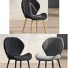 Kitchen Dining Room Furniture Chairs Kitchen Chairs Set Of 2 Velvet Seat Dining Chairs with Backrest Metal Legs for Lounge Living Room Corner Cha