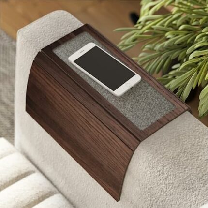 EWART WOODS Sofa arm tray table wooden couch bedside wood coaster coffee cup foldable protector mat tv chair armrest end tables trays with fabric