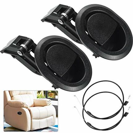 BUZIFU 2 Pcs Recliner Replacement Parts Black Oval Recliner Pull Handle Sofa Chair Recliner Release Cable Replacement Universal Release Lever Han