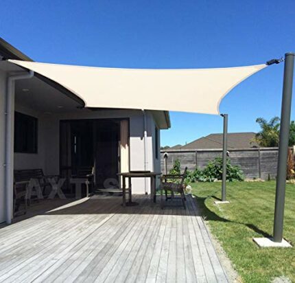 AXT SHADE Sun Shade Sail 3 x 4m Rectangle UV Block Canopy Awning for Patio Outdoor Garden Backyard -Cream