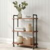 Barnyard Designs Furniture 3-Tier Etagere Bookcase, Solid Pine Open Wood Shelves, Rustic Modern Industrial Metal and Wood Style Bookshelf, Brown,