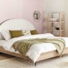 Beliani Modern EU King Size 5ft3 Bed Upholstered Headboard White Millay