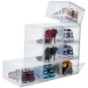 ZLLZUU Shoe Storage Box Upgrade Solid Plastic, Shoe Box Clear Plastic Stackable, Shoe Organizer Box with Magnetic Clear Door, Drop Front Shoe Box