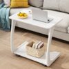 ZCMEB Rubber Solid Wood Sofa Side Table Removable C-shaped Bedside Bedside Table Living Room With Wheels Small Coffee Table (Color : Wit, Size :