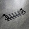 Black 60CM Stainless Steel Towel Rack,Wall Mounted Towel Shelf Bar,Rustproof Towel Rail,for Kitchen Bathrooms Lavatory Hardware Accessories