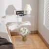 Cuguords Clear Acrylic Side Table for Small Spaces, Acrylic Nightstand for Bedroom Set of 2, 3 Tire Coffee/End Table for Living Room, Bedside Tab