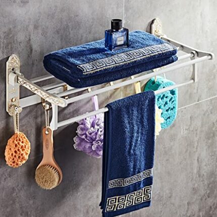 HIGOH Towel Racks,Bathroom Towel Rack Wall Mounted Towel Holder,Bathroom Accessories Aluminum Carved Bath Hardware Towel Rack,And Towel Holder