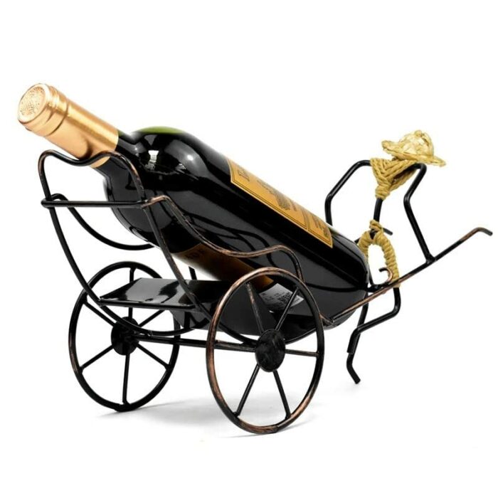 ZYZMH Ostalgic Chinese style gift human rickshaw wine rack retro wrought iron wine rack home decoration wine holders