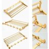 Towel Rack Wall Mounted Towel Holder Adhesive Towel Shelf with Hook No Drill Folding Space Aluminum For Bathroom Toilet,gold,50cm