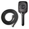 Aqua Flow Premium Handheld Square Shower Head with Large Panel - Shower Hose and Head with Luxurious Design, Water-Saving Technology, Durable Mat