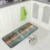 Aslsiy Retro Wooden Board Anchor Kitchen Rug Sea Ocean Kitchen Mat Area Rug Marine Nautical Floor Mat Welcome Non Slip Rug for Kitchen Home Decor