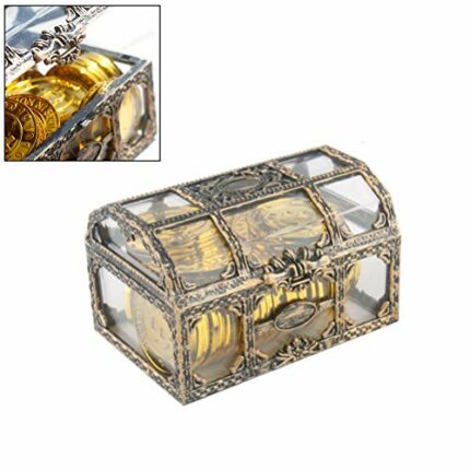 Calayu Small Treasure Chest, Plastic Transparent Pirate Treasure Chest Vintage Pirate Treasure Hunt Crystal Gemstone Jewellery Box Jewellery Pira