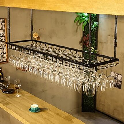 SUCHETA Wine Rack Free Standing European Style Bar Rack Hanging Wine Glass Rack Upside Down Wine Rack Kitchen Dining Room Living Room Ceiling Win