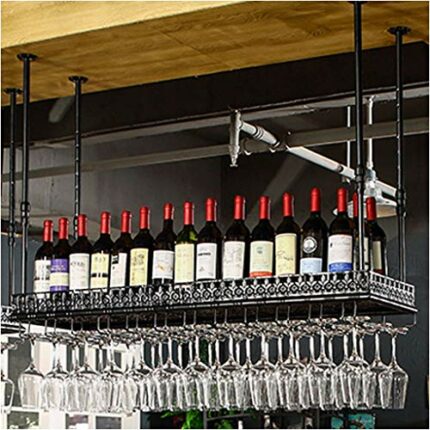 Stylish Simplicity Down Wine Rack Bar Creative Display Stand Vintage Wrought Iron Wine Rack - Restaurant Kitchen Bar Decoration Storage Rack Adju