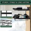 Wine Rack Wall Mounted with Wine Glasses Rack Horizontal Wine Bottle Glass Holder for 8 x Glasses and 8 x Wine Bottles