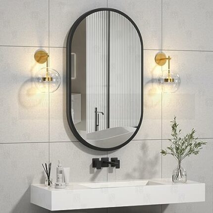 Theosynmir 24x36 Black Oval Mirror