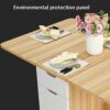 Wooden Folding Dining Table With Wheels Multifunction Desk Foldable Living Room Restaurant Kitchen Furniture Modern Simple Side End Table For Liv