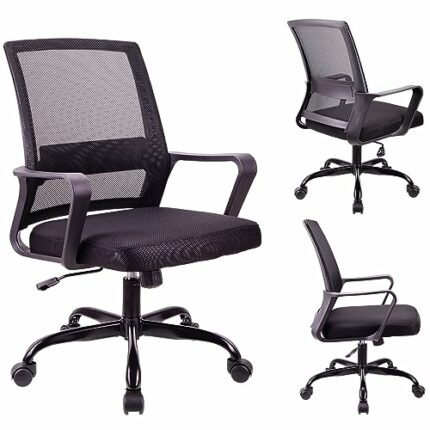 T-THREE. Adjustable Office Chair Ergonomic Mesh Swivel Chair Office Chair Desk Chair Lumbar Support Height Adjustable 360°Swivel Rocking Function