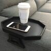 CLEVER BEAR Sofa Arm Clip Table,Sofa Armrest Tray Armrest Tray Table Drinks Snacks Holder(Black)
