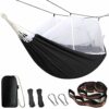 Anyoo Cotton Hammock with Mosquito Net & Tree Straps Kits, Breathable Mesh Hammock for Outdoor Garden Yard Camping Hiking Backpacking