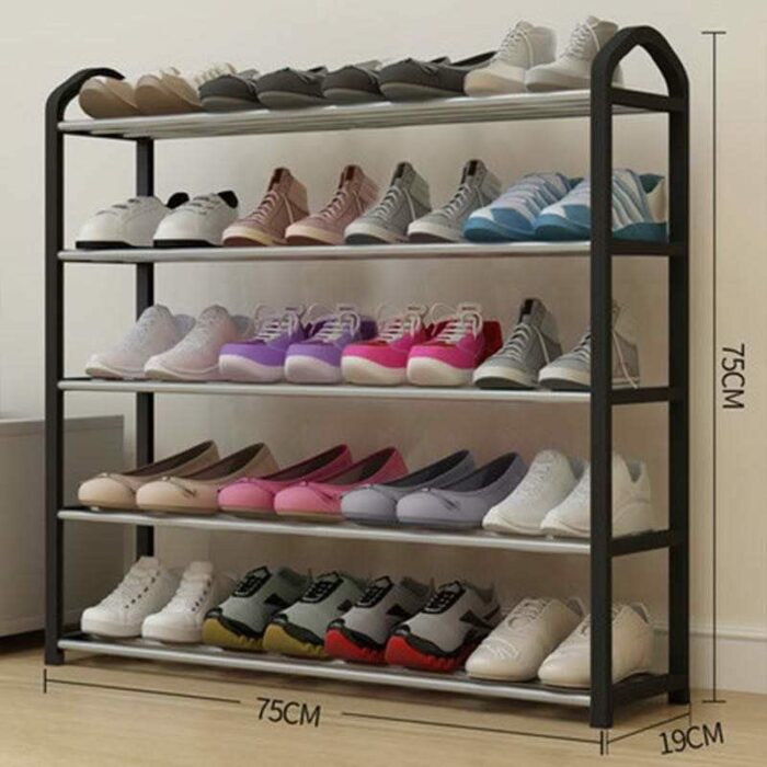 05 Tiers Professional Shoe Racks for Home, Metal Shoe Storage Organiser, Quick Assembly and Easy Handling. Organise and Protect your Shoes. 75cm*