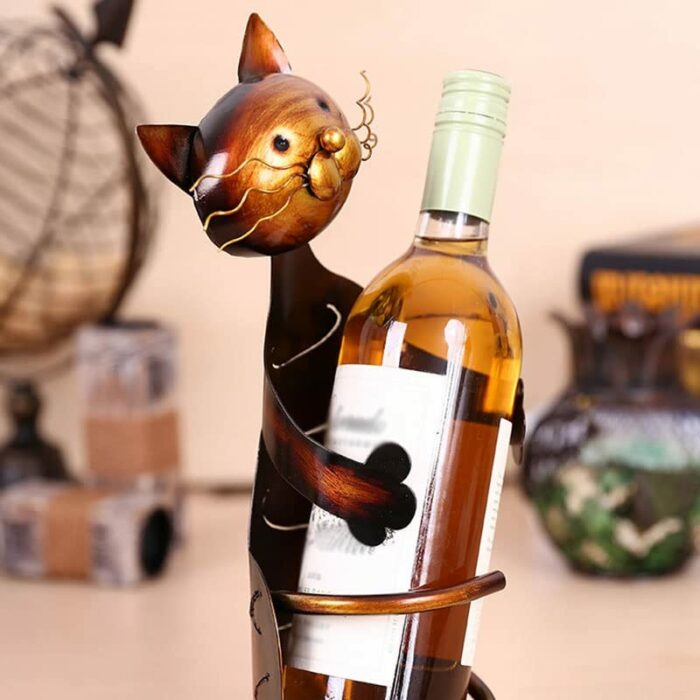 maozi Rack Wine Holder Shelf Metal Practical Sculpture Wine Stand Home Decoration Interior Crafts