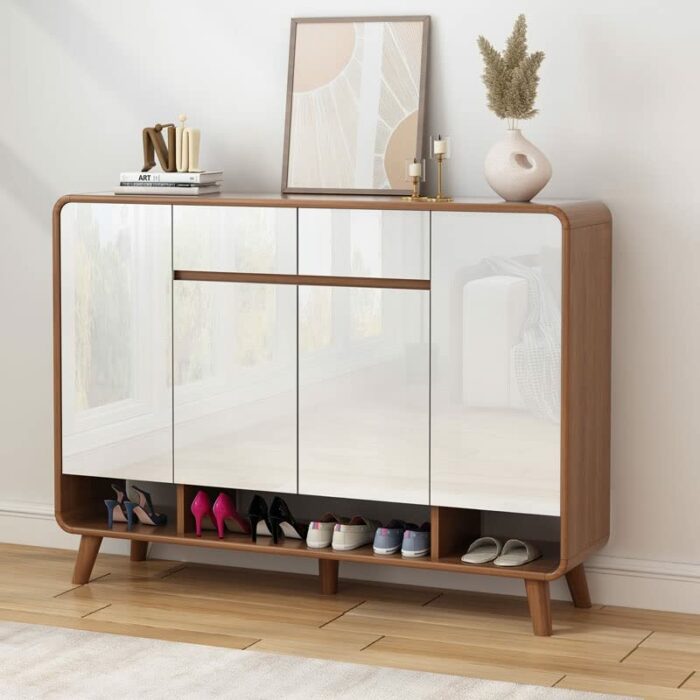 LUKEO Multilayer Display Shoerack Wood Assembly Narrow Bedroom Shoe Rack Entryway Stackable