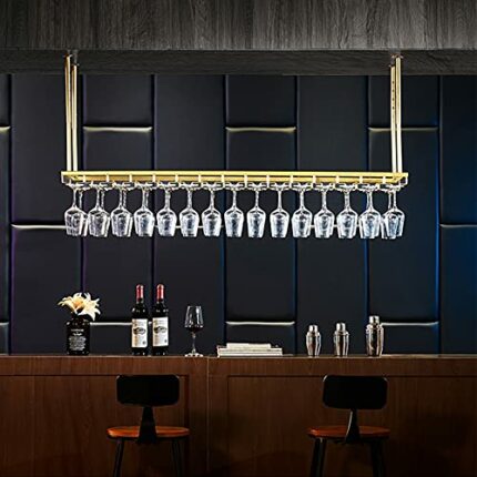 SUCHETA Wine Rack Ceiling Shelf, Hanging Wine Rack, Wine Glass Rack, Light Luxury Bar Hanger/Wine Rack/Shelf, Wine Glass Rack Hanging Upside Down