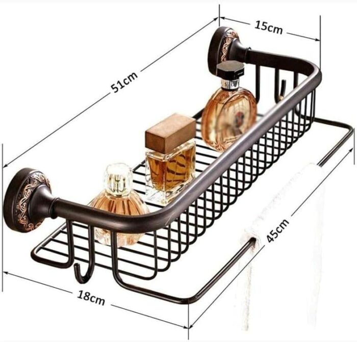 Bathroom Lavatory Towel Shelf with Towel Bars Wall Mount Holder Oil Rubbed Bronze Bath Towel Holder Shelf Wall Mounted Towel Rack