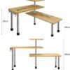 3 Tier Spice Rack with Hooks, Space Saving Organizer Corner Shelf, Free Standing Spice Racks, Adjustable Display Shelves for Kitchen storage, Sto