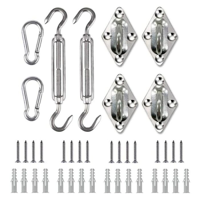 Sun Shade Sail Fixing Kit for Garden, 5 Inches Heavy duty Garden Sail Shade Accessory Set, 304 Stainless Steel Sun Sail Shade Hardware Kit (M5)