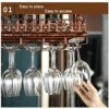 Wine racks 80cm - Bottle Goblet Glass Holder Ceiling Vintage Bar Floating Shelf, Industrial Under Shelve Hanging Rack Holder, Cafe Tableware Bott