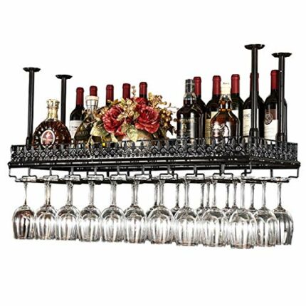 Ceiling Wine Rack Vintage Wrought Iron Multi-Function Living Room Display Wine Rack Household Goblet Glass Wine Cup Bracket - Restaurant Kitchen