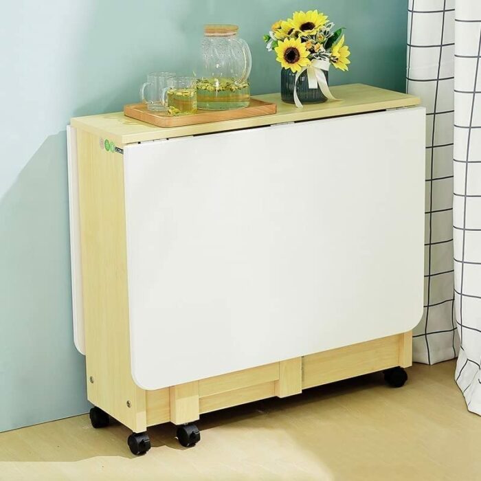 DISHENGZHEN Movable Folding Dining Table, Drop-Leaf Kitchen Island on Wheels Utility Storage Cart for Kitchen, Simple Modern Multifunctional Exte