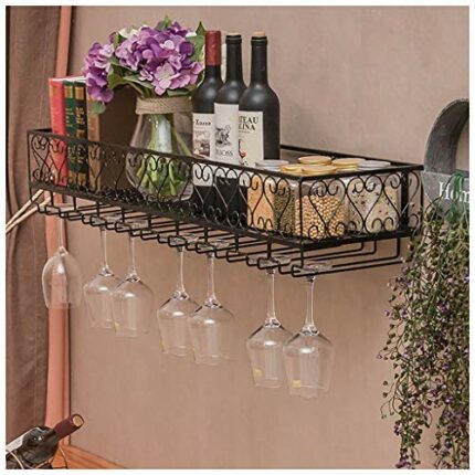 Wall-Mounted Wine Glass Holder Metal Wrought-Iron Stylish Simplicity Household Goblet Rack Kitchen Cutlery Bottle Holder Glass Wine Glass Holder