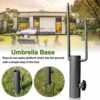 WANAONE Umbrella Base Home Garden For Park Patio Solid Adjustable Beach Portable Pole Holder Heavy Duty Easy Setup Outdoor Ground Insert Iron Par