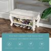 Upholstered PU Seating Bench, Rectangular Entryway Bench with Wood Legs, Entryway Storage Bench with Shelf, Shoes Rack Bench for Entryway Hallway