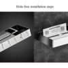 Bathroom ShelfBathroom Shelves Wall Mounted Bathroom Shelf No Drilling Shower Rack Stainless Steel Adhesive Multi-Function For Toilet Balcony,Chr