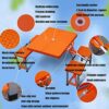 Wgwioo Outdoor Folding Table And Chairs Set Siamese with 4 Seats, Garden Furniture Sets, Aluminum Alloy Portable Camping Chairs for Picnic