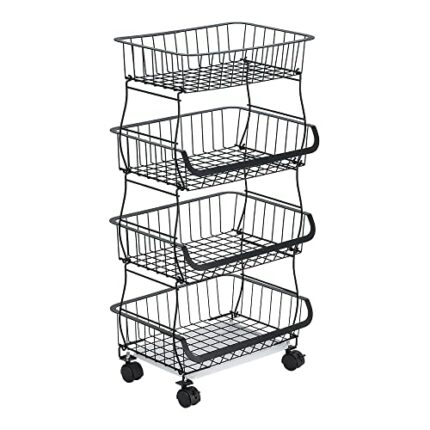 Siapapla 4 Tier Trolley on Wheels Kitchen Storage Rack Storage Shelves Drink Trolleys Service Cart Storage Unit Vegetable Rack Wagon Storage Rack