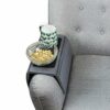7Penn Natural Bamboo Sofa Armrest - Anti-Slip Couch Coaster Drink Holder Table for Squared Edge Armrests Gray Finish