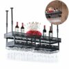 Ceiling Stylish Simplicity Down Bottle Rack Vintage Wrought Iron Metal Inverted Goblet Rack Kitchen Cutlery Bottle Holder Bar Adjustable Height F